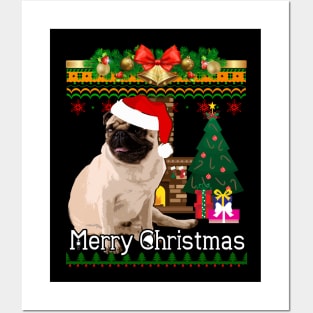 Ugly Christmas Sweater PUGS Posters and Art